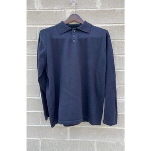 Vintage Expedition Polo mens size large pull over navy blue 100% wool